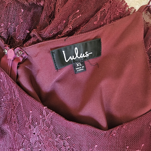 Lulus Dark Burgundy Maxi Lace Dress XL - Picture 6 of 6